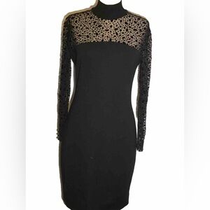 Andrea Jovine black high neck wool dress